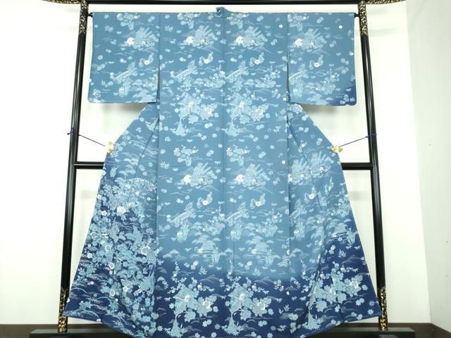 平和屋着物●訪問着　風景花文　暈し染め　正絹　逸品　未使用　DABE5866ps