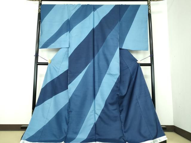平和屋着物●十日町友禅作家　越村幸雪　白山紬　訪問着　斜線文　仮絵羽　正絹　逸品　未使用　DABE5871ps