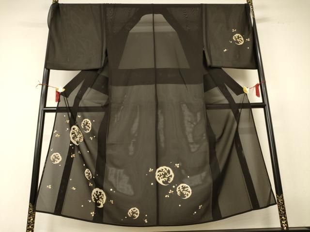 平和屋着物＊夏物　男性　訪問着　絽　立波丸文　金彩　キングサイズ　正絹　逸品　AABI6682jd