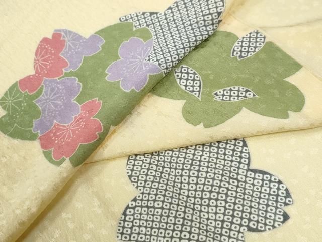 平和屋着物●長襦袢　無双仕立て　舞桜文　半衿刺繍　正絹　逸品　未使用　CABG0481yc