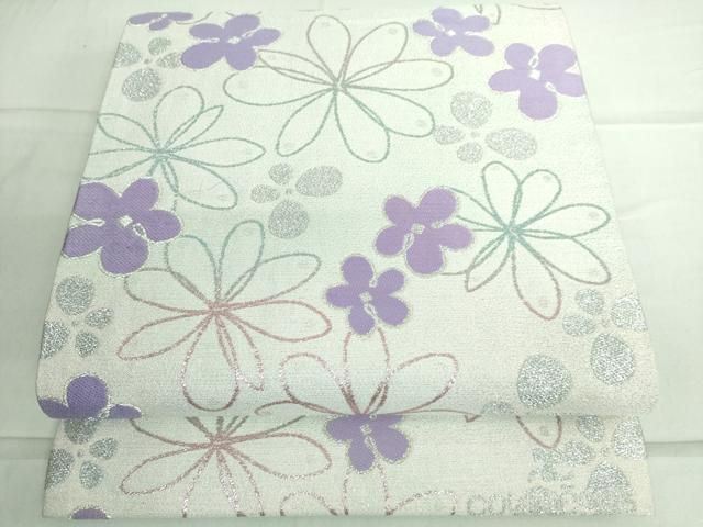 平和屋着物●COURREGES・クレージュ 六通柄袋帯 舞花文 銀糸 正絹 逸品 DAAK4301ic