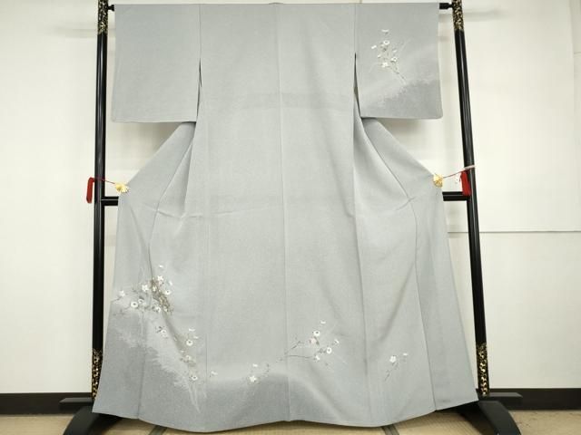 平和屋着物▽訪問着　単衣　友禅　地紙枝花文　暈し染め　正絹　逸品　AABI7222cs