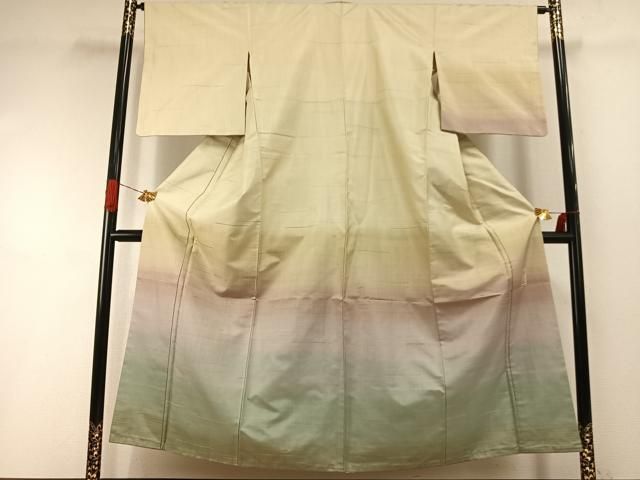平和屋着物●京の名門　じゅらく謹製　訪問着　紬地　漢方草木染　霞文　正絹　逸品　AABI1767fy