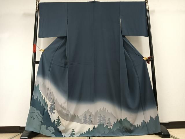 平和屋着物●色留訪問着　樹林文　暈し染め　金彩　正絹　逸品　AABI1780fy