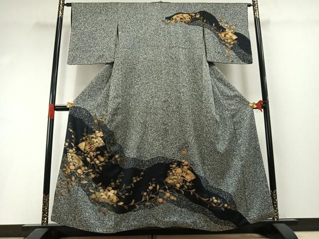 平和屋着物●訪問着　地紙花文　たたき染め　金銀彩　鈴乃屋扱い　正絹　逸品　AABI1790fy