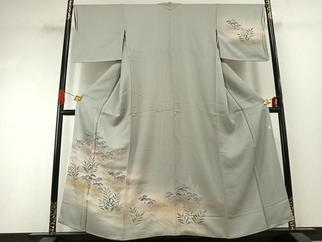 平和屋着物●訪問着　友禅　作家物　立波風景松文　暈し染め　金彩　正絹　逸品　AABI1792fy