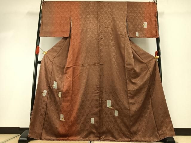 平和屋着物●訪問着　駒刺繍　色紙花文　暈し染め　金彩　正絹　逸品　未使用　AABI1797fy