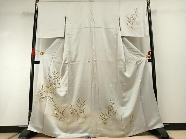 平和屋着物●訪問着　刺繍　白鷺　暈し染め　正絹　逸品　AABI1805fy
