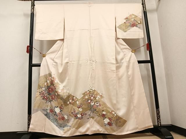 平和屋着物●訪問着　草花文　正絹　逸品　AABI7322ph