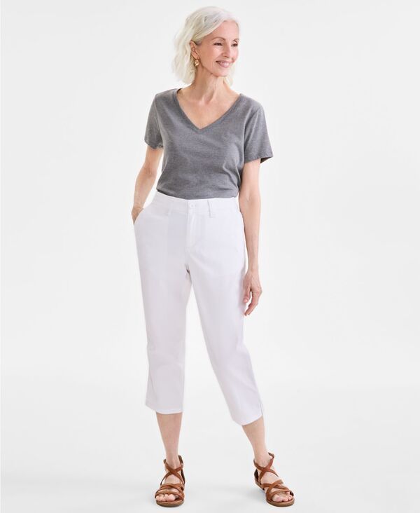 【送料無料】 スタイルアンドコー レディース カジュアルパンツ ボトムス Womens MidRise Comfort Waist Capri Pants Bright White