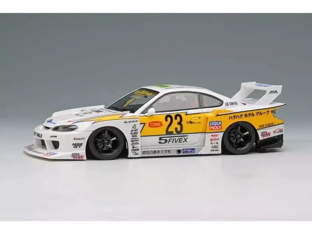 【新品】ミニカー 1/43 LB-Super Silhouette S15 SILVIA(ホワイト×イエローストライプ) [LB026]