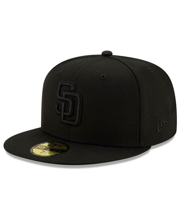 ニューエラ メンズ アクセサリー 帽子 New Era Mens Black San Diego Padres Black on Black 59FIFTY Fitted Hat Black ブラック