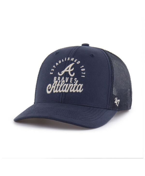47 ブランド メンズ アクセサリー 帽子 47 Brand Mens Navy Atlanta Braves Pitstop Trucker Adjustable Hat Navy ネイビー