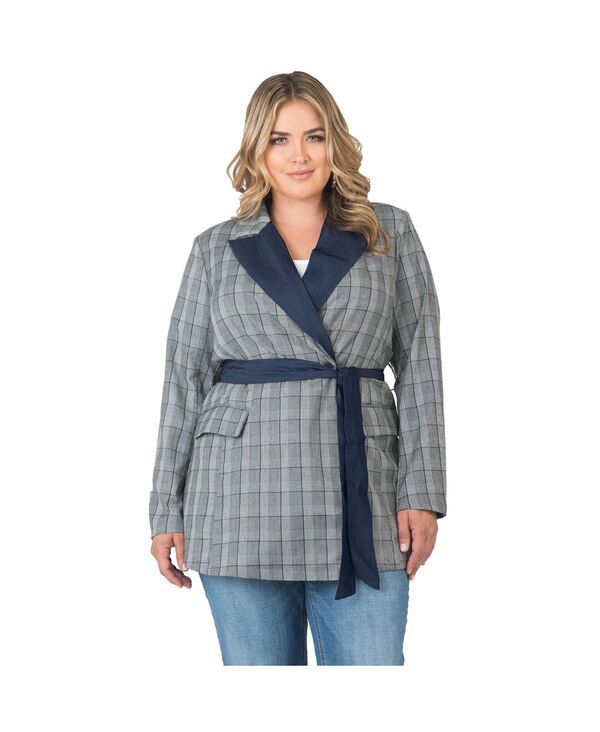 スタンダーズ アンド プラクティス レディース アウター ジャケット・ブルゾン プラスサイズ ブレザー Standards Practices Womens Plusize Plaid Wrap Bl