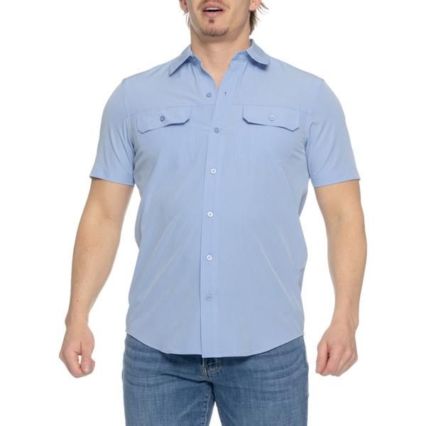 ランズエンド メンズ トップス シャツ Lands End HighPerformance Shirt Short Sleeve Scuba Blue ブルー