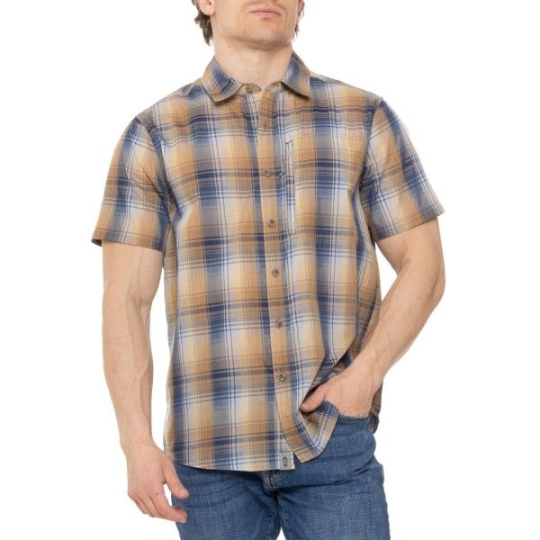 フリー カントリー メンズ トップス シャツ Free Country Plaid Excursion Poplin Woven Shirt Short Sleeve Cider チェック
