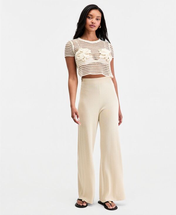 バースリー レディース ボトムス カジュアルパンツ ニット Bar III Womenshimmer Knit PullOn Pants Cream クリーム