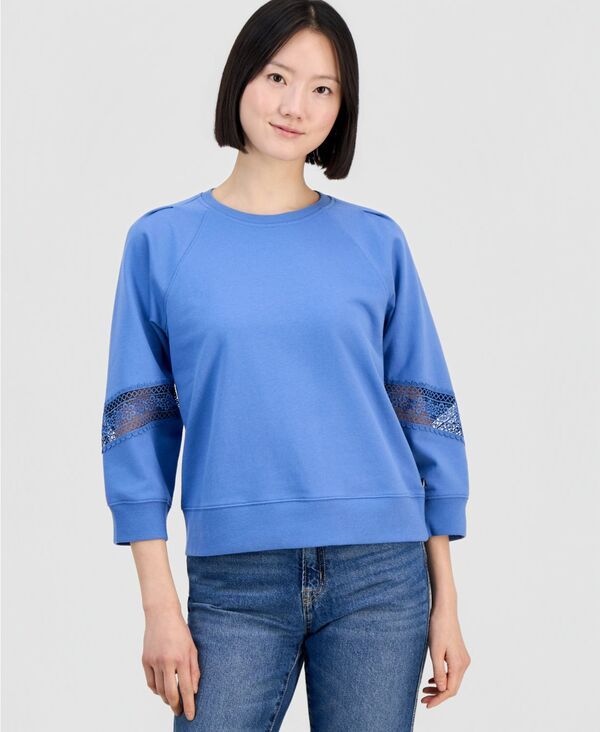ノーティカ ジーンズ レディース アウター パーカー・スウェット プリーツ シャツ レース Nautica Jeans Nautica Womens Pleated LaceTrim 34Sleeve