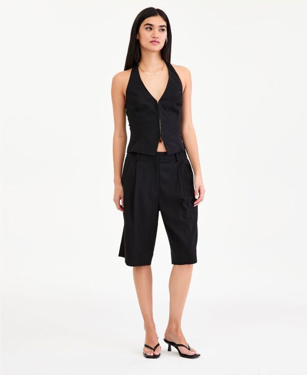 バースリー レディース ボトムス ハーフパンツ・ショーツ プリーツ ショートパンツ Bar III Womens Pleated Bermuda Shorts Black ブラック