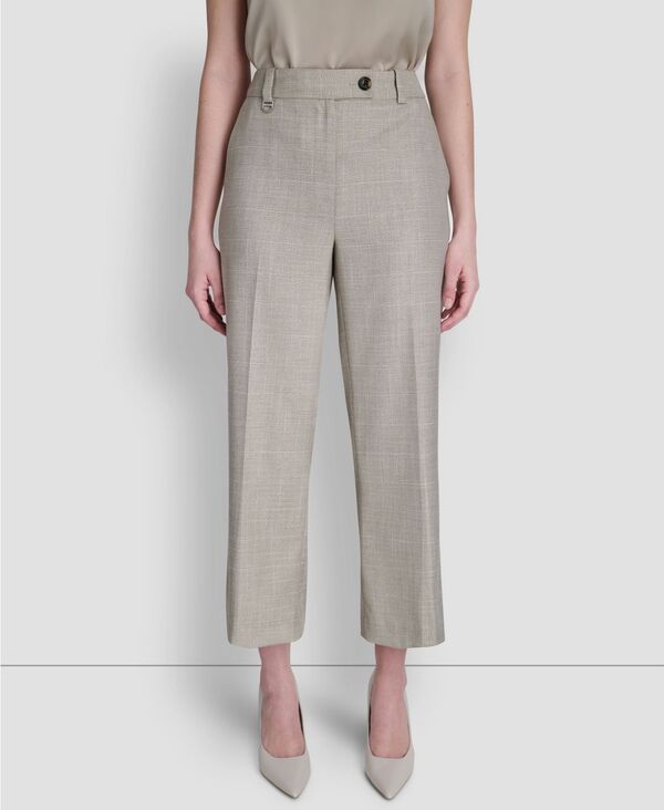 ダナ キャラン ニューヨーク レディース ボトムス カジュアルパンツ クロップド DKNY Womens Windowpane MidRise Cropped Pants Pebble White C