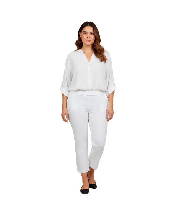 アベニュー レディース ボトムス カジュアルパンツ アンクル AVENUE WomensuperStretch Straight Ankle PullOn Pant White ホワイト