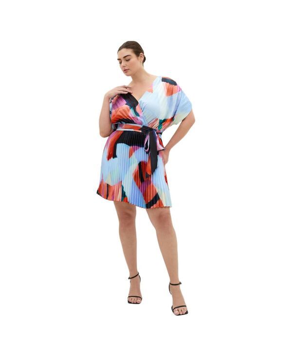シティーシック レディース トップス ワンピース プリント ミニ CITY CHIC Womens Hailey Aspect Print Pleat Mini Dress Aspect