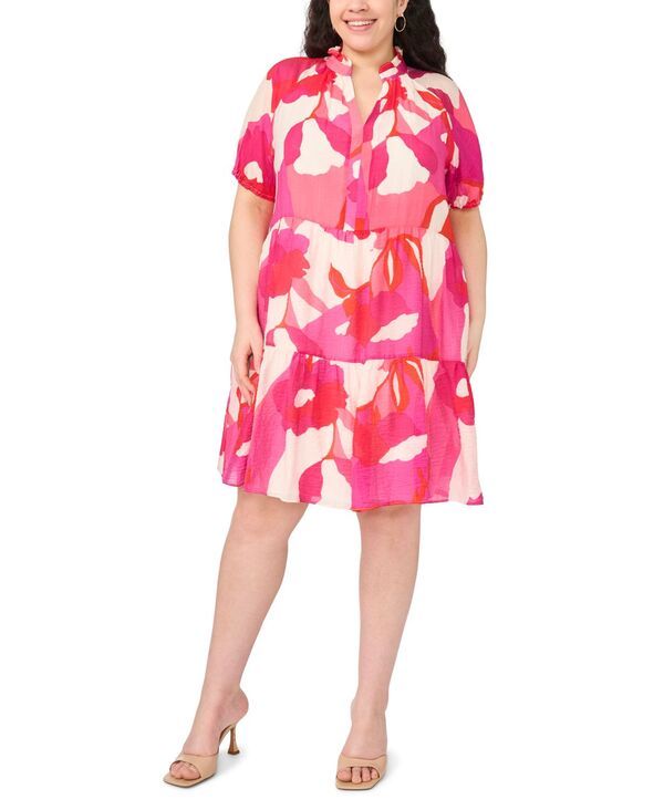 ミスク レディース トップス ワンピース クルーネック プラスサイズ パフスリーブ MSK Plusize PuffSleeve Split Crewneck Babydoll Dress New I
