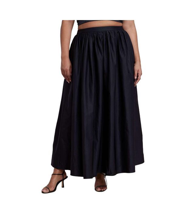 エロクイ レディース ボトムスカート マキシ ELOQUII Womens Taffeta Full Maxi Skirt Black onyx ブラック