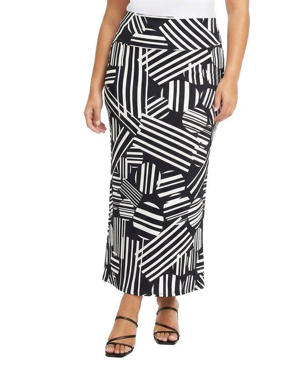 24 セブンコンフォート レディース ボトムスカート プラスサイズ マキシ 24seven Comfort Apparel Plusize Foldover Waist Maxi Skirt Prin