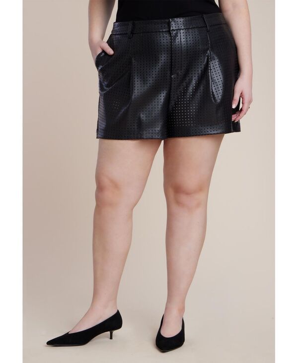 エロクイ レディース ボトムス ハーフパンツ・ショーツ プラスサイズ レザー フェイクレザー ELOQUII Womens Plusize Perforated Faux Leather Short 15,036円