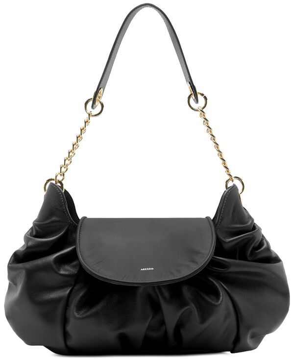 アレッツォ レディース バッグ レザー Arezzo Molly Medium Leather Shoulder Handbag Black ブラック