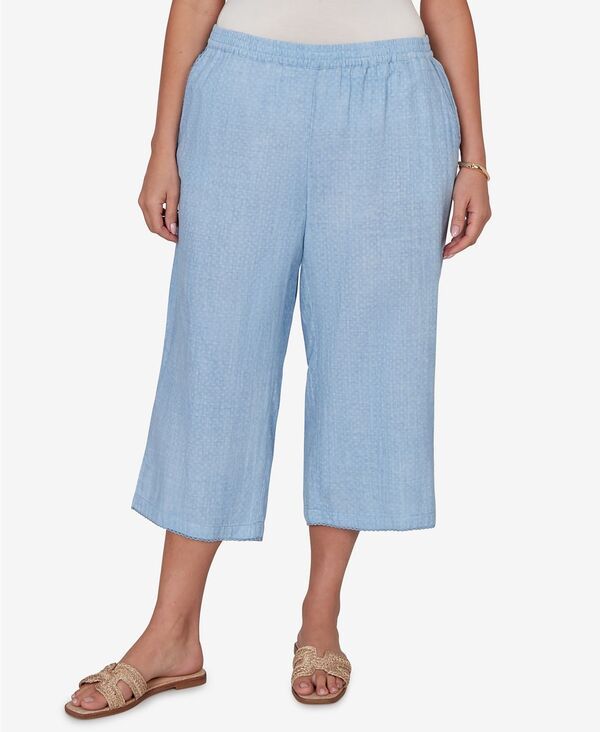 ルビーアールディー レディース ボトムス カジュアルパンツ プラスサイズ キャップ Ruby Rd Plusize Snowashed Gauze PullOn Capri Pants Porcela