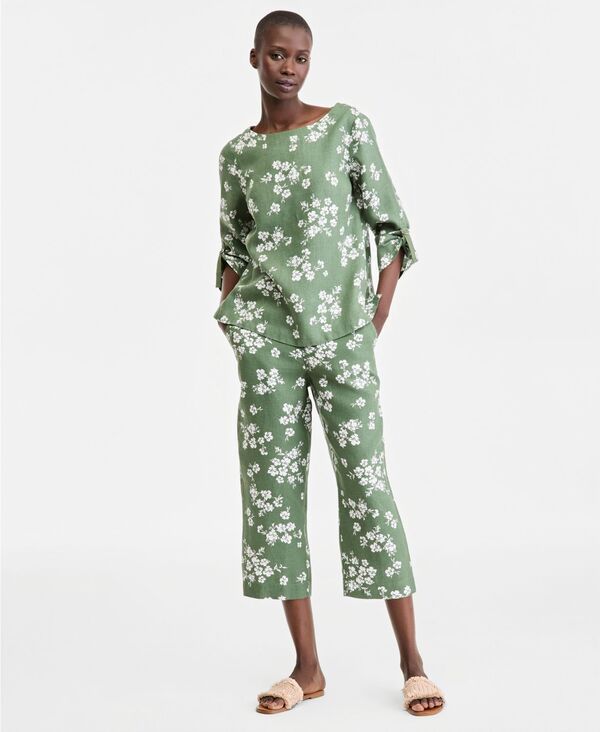チャータークラブ レディース ボトムス カジュアルパンツ プリント クロップド Charter Club Womens Lined Printed Cropped Pants Mallorca Flo