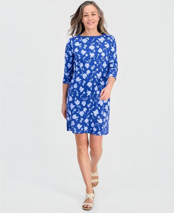 スタイルアンドコー レディース トップス ワンピース プチ プリント ニット Style Co Petite Printed Knit EnvelopeNeck 34Sleeve Dress Poet