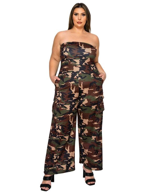 リブド レディース ボトムス カジュアルパンツ プラスサイズ ジャンプスーツ L I V D Womens Plusize Freya Camo Cargo Jumpsuit Camo