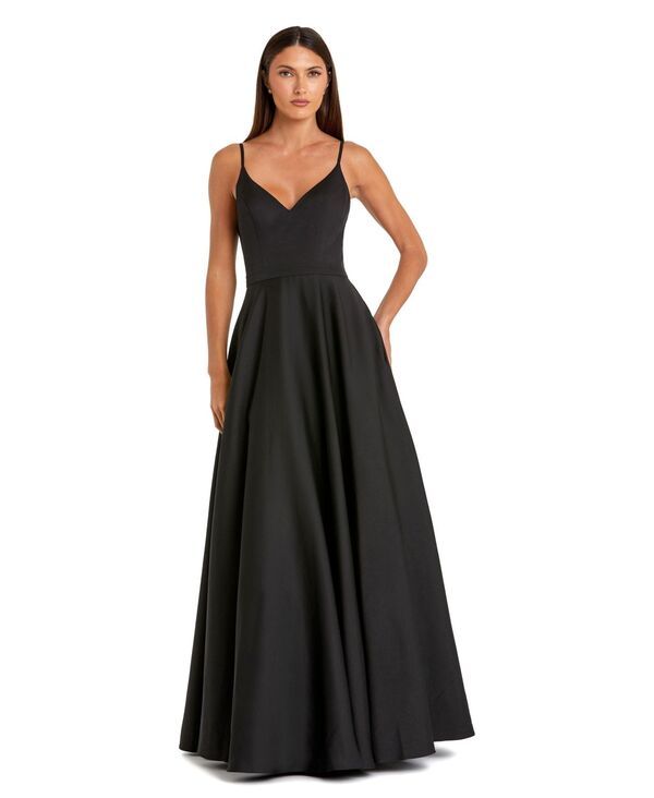 マックダガル レディース トップス ワンピース Vネック A ライン プチ スカート Mac Duggal Petite VNeck Ball Gown with Belted ALine Skirt