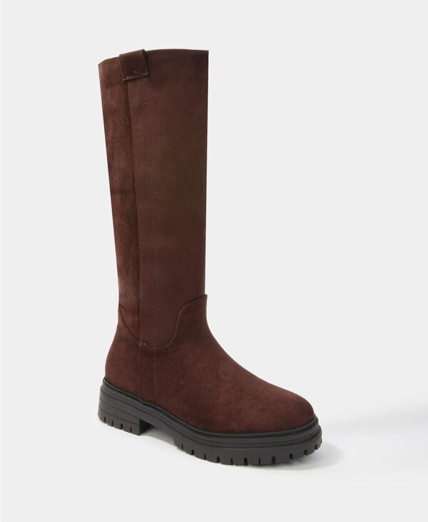 バーネス レディース シューズ ブーツ・レインブーツ スエード BERNESS Womens Beverly Microfiber Suede Lug Sole Boots Brown ブラウン