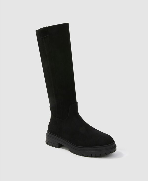 バーネス レディース シューズ ブーツ・レインブーツ スエード BERNESS Womens Beverly Microfiber Suede Lug Sole Boots Black ブラック