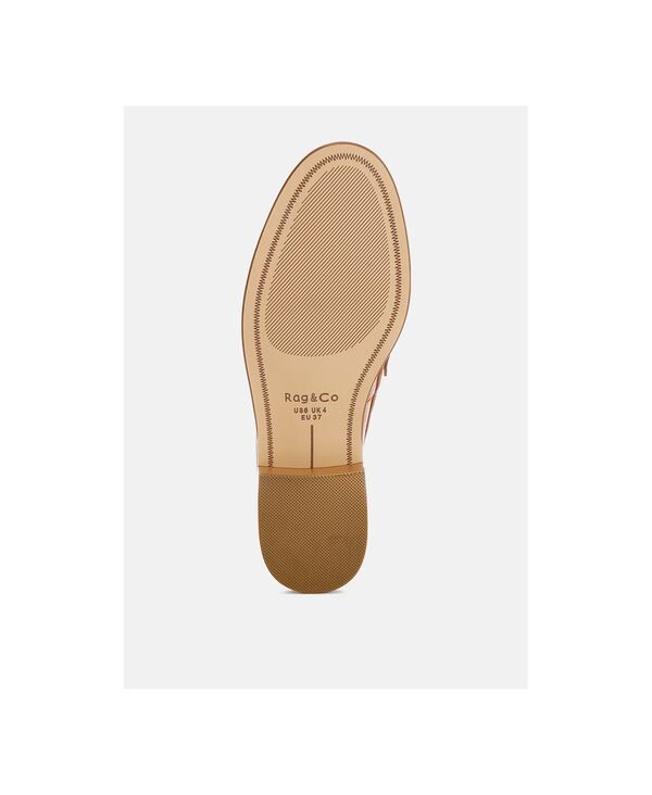 ラグアンドコー レディース シューズ スリッポン・ローファー レザー Rag Co Womens Oglavia Studs Embellished Leather Loafers Beigekhak