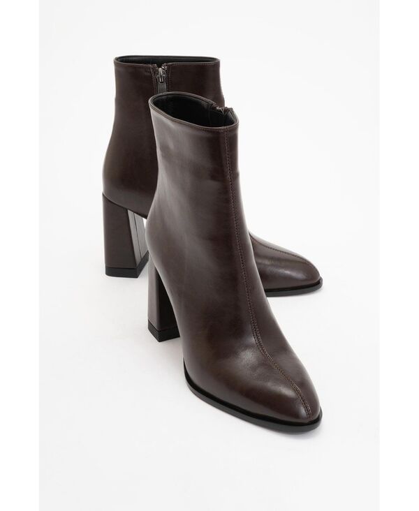 プロローグシューズ レディース ブーツ・レインブーツ ヒール Prologue Shoes Jewel Higheel Boot Brown faux leather ブラウン