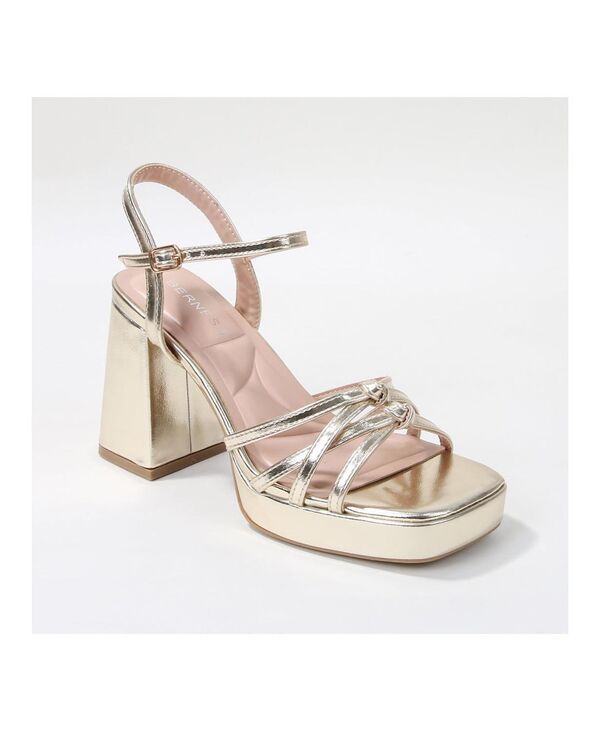 バーネス レディース シューズ サンダル プラットフォーム ヒール BERNESS Anita Knotted Strappy Platform Heel Sandals Gold ゴールド