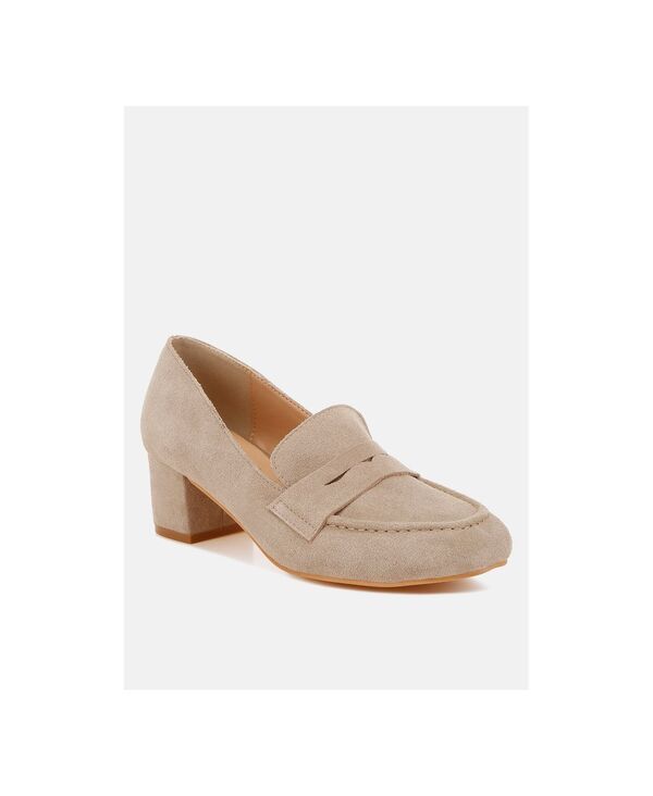 ラグアンドコー レディース シューズ パンプスエード ローファー ヒール Rag Co Astra Block Heel Suede Loafersand サンド