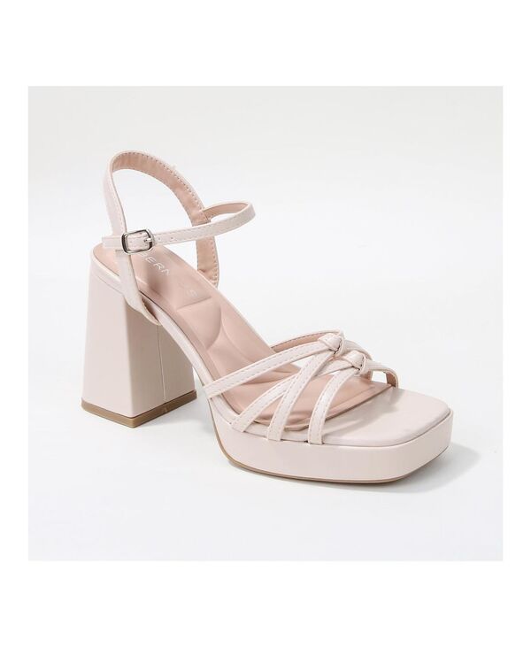 バーネス レディース シューズ サンダル プラットフォーム ヒール BERNESS Anita Knotted Strappy Platform Heel Sandals Beige ベージュ
