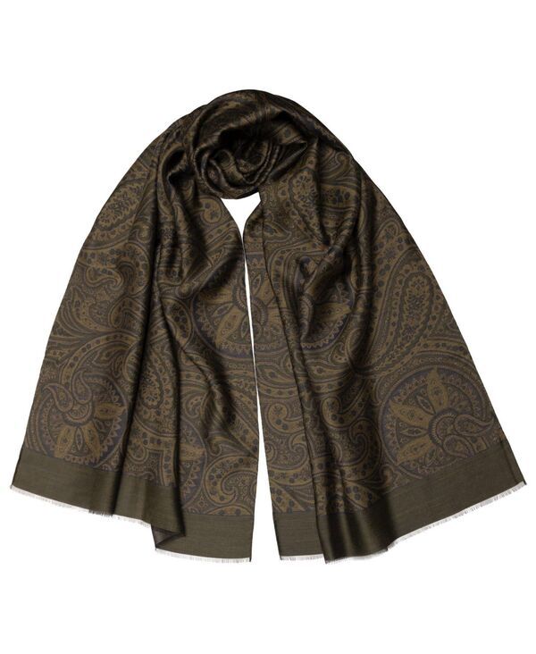 エリザベッタ メンズ アクセサリー マフラー・ストール・スカーフ ウール シルク Elizabetta Mens Leone Wool Silk Scarfor Men Olive green グリー