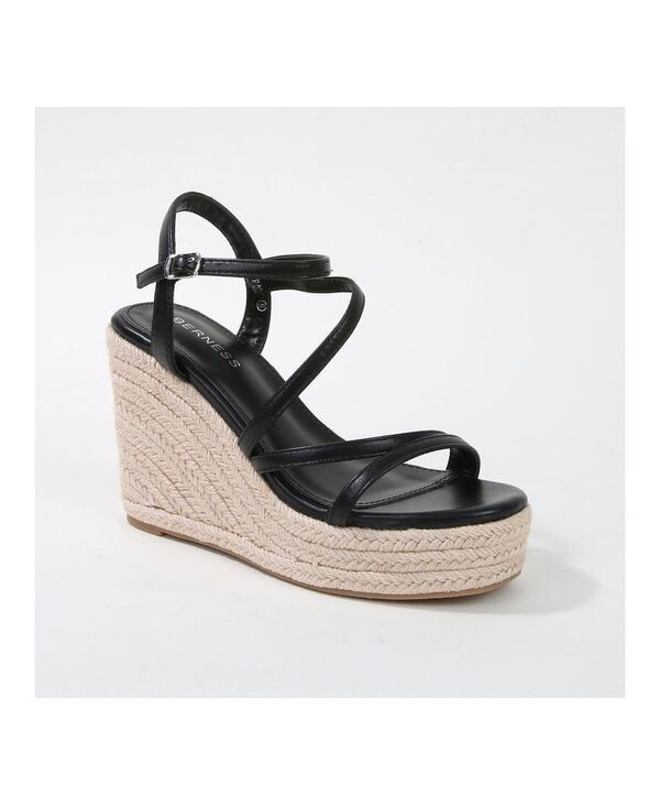バーネス レディース シューズ サンダル BERNESS Roma Espadrille Wedge Sandal Black ブラック