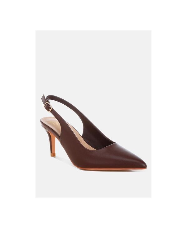 ロンドンラグ レディース シューズ サンダル London Rag Womens Jaoba Pointed Toe Pin Buckle Slingbacks Brown faux leather