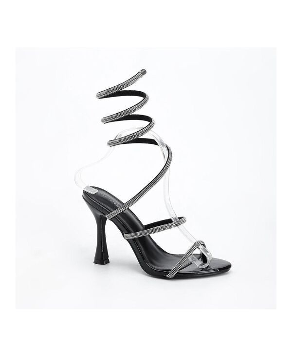 バーネス レディース シューズ サンダル ヒール BERNESS Womens Alexandra55 Rhinestone Wrap Heels Black ブラック