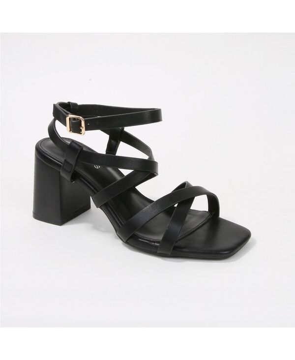 バーネス レディース シューズ サンダル ヒール BERNESS Womens Roberta Strappy Block Heel Sandals Black ブラック