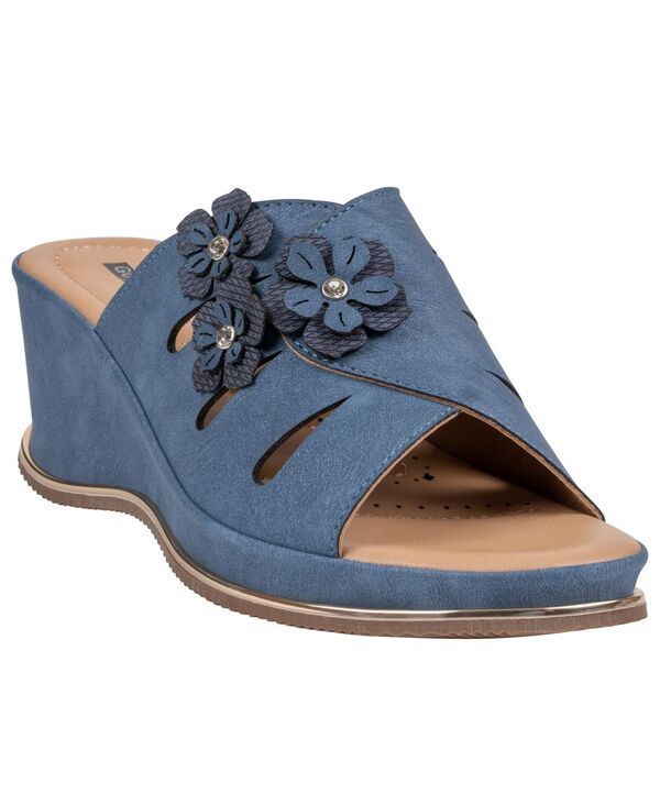 ジーシーシューズ レディース サンダル フラワー柄 フラワー GC Shoes Womensarel Floral Round Toe Wedge Sandals Navy ネイビー