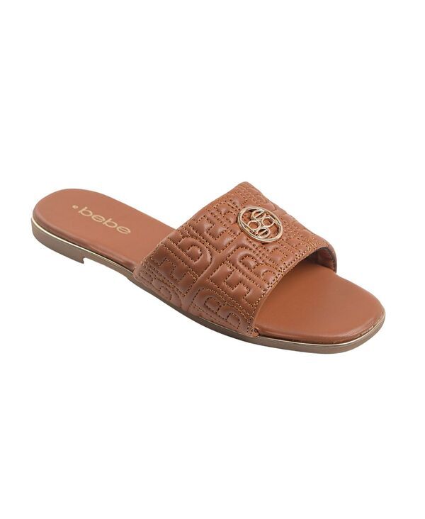 ベベ レディース シューズ サンダル キルティング ロゴ Bebe Womens Fashion Sandal with Quilted Repeat Logo and Medallion Cogna
